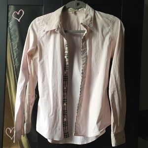 Pink Burberry Fitted Blouse